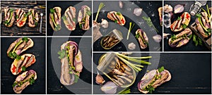 Photo collage Sprat and a sandwich.