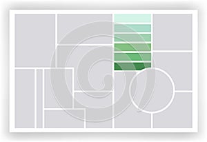 Photo collage template. Album brandboard, set portfolio images. Mood board background. Mosaic picture frame. Gallery photo