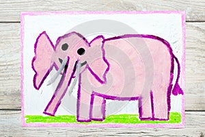 Drawing: Smiling pink elephant