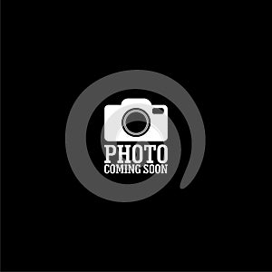 Photo coming soon icon isolated on dark background