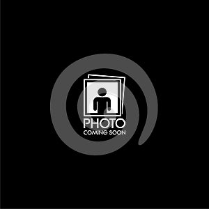Photo coming soon icon isolated on dark background