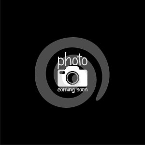 Photo coming soon icon isolated on dark background