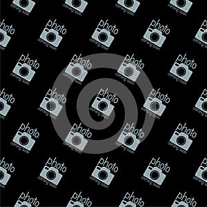 Photo coming soon icon seamless pattern isolated on black background