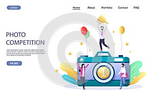 Photo competition vector website landing page design template