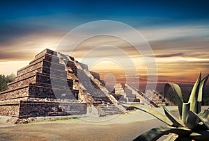 Photo Composite of Aztec pyramid, Mexico