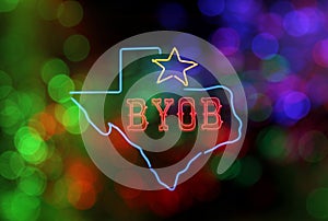 Photo Composite Image, Texas Sign and BYOB - Bring Your Own Beer or Beverage