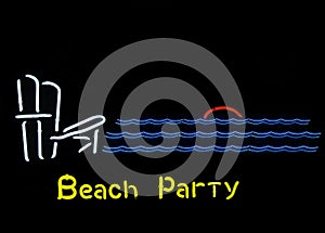 Photo Composite Vintage Neon Sign Beach Party