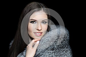 Photo conceptual idea fur store beauty woman