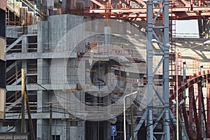 Photo of the construction of a large and complex engineering structure.