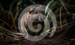 photo of cotton rat genus Sigmodon in a forest. Generative AI