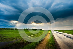 Country road stromy weather photo