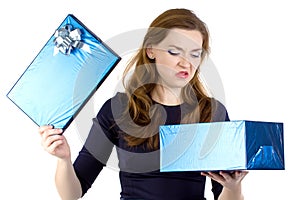 Photo of cranky woman received the gift