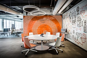 Photo of a creative office design with writable walls