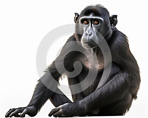 photo of crested black macaque isolated on white background. Generative AI