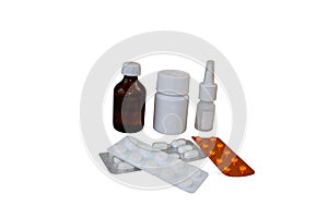 Photo cut out tablets, drugs on a white background, Isolated