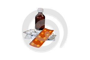 Photo cut out tablets, drugs on a white background, Isolated