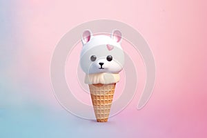 cute bear ice cram cone 3D illustration ai generated photo