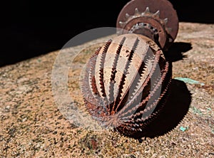 Photo of a damaged coconut shaving machine using a water engine dynamo