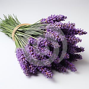 Real Lavender Flowers On White Background - Natural Fiber Style photo