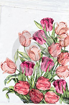 Photo of a decoupage decorated flower pattern