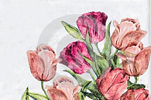 Photo of a decoupage decorated flower pattern