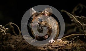 photo of deer mouse genus Peromyscus on black background. Generative AI