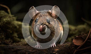 photo of deer mouse genus Peromyscus on a forest background. Generative AI