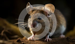 photo of deer mouse genus Peromyscus in its natural habitat. Generative AI