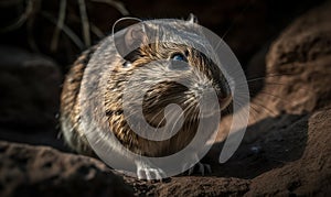 photo of degu genus Octodon in its natural habitat. Generative AI