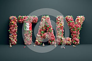 A photo depicting the word Italy created using an arrangement of flowers and candy