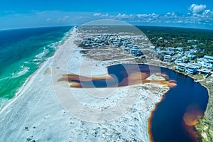 Aerial View of Grayton Beach and the Western Lake Outflow with a Curved Earth Effect photo