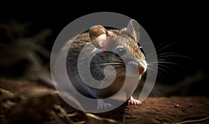 photo of desert dormouse on black background. Generative AI