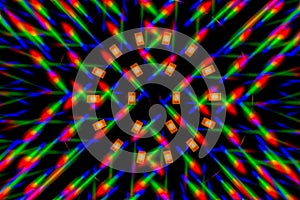 Photo diffraction pattern of the LED array, obtained by the grating
