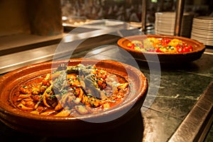 photo of dishes served in tagine, traditional moroccan cuisine