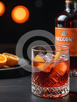 Photo Of Drink Negroni, With Orange. Generative AI