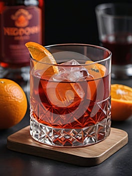 Photo Of Drink Negroni, With Orange. Generative AI