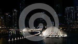 Photo Of The Dubai Dancing Fountain at Night, Largest choreographed fountain system in Dubai