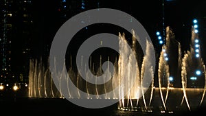 Photo Of The Dubai Dancing Fountain at Night, Largest choreographed fountain system in Dubai