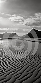 Monochromatic Serenity: Waves On The Shore photo