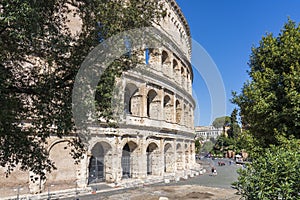 Photo of the east side of the Colosseum Via Labicana in Rome