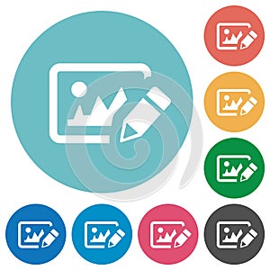 Photo editing flat round icons