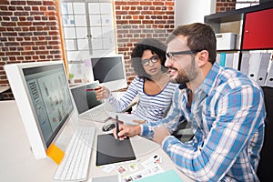 Photo editors using digitizer in office