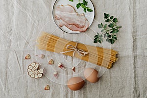 Photo of egg beside pasta