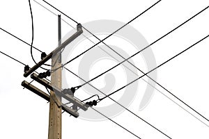 Photo of an electric pole with a many cables