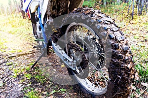 Enduro motorcycle in the mud after the race photo