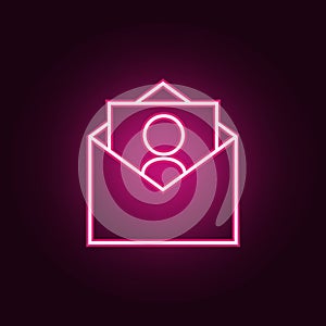 photo in envelope icon. Elements of Web in neon style icons. Simple icon for websites, web design, mobile app, info graphics