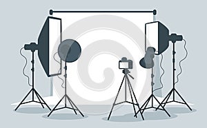 Photo equipment in photography studio