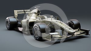 Dark Beige And Gold 3d Rendering Of 2011 F1 Car With Driver Inside photo