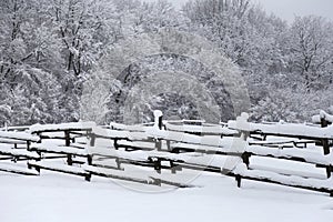 Photo of a fabulous snowy corral as a winter background
