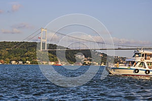 Photo of Fatih Sultan Mehmet Bridge from the beach.